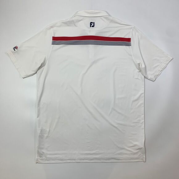 FJ FootJoy Shirt Mens 2XL XXL Athletic Fit White Stretch Droptail Polo Golf - Picture 7 of 12